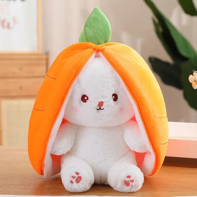 Reversible Rabbit Stuffed Animal in a Strawberry or Carrot, 7-14" | 18-35 cm plush toy – – – Image 4 | Plushie Produce