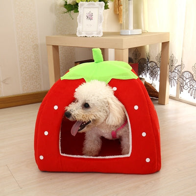 Strawberry Plush Pet Bed – A Cozy Haven for Small Pets plush toy – – – Image 2 | Plushie Produce